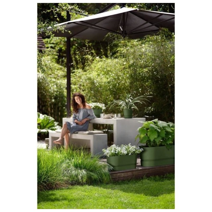 Planteur Ovale GREENVILLE - Plastique - Avec roulettes - Ø60 - Leaf G