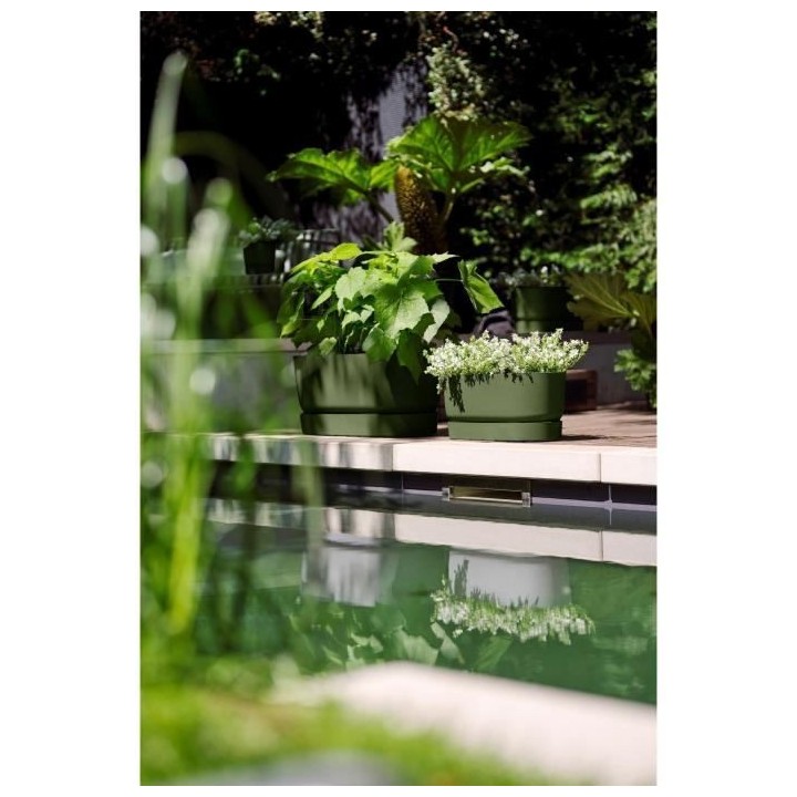 Planteur Ovale GREENVILLE - Plastique - Avec roulettes - Ø60 - Leaf G