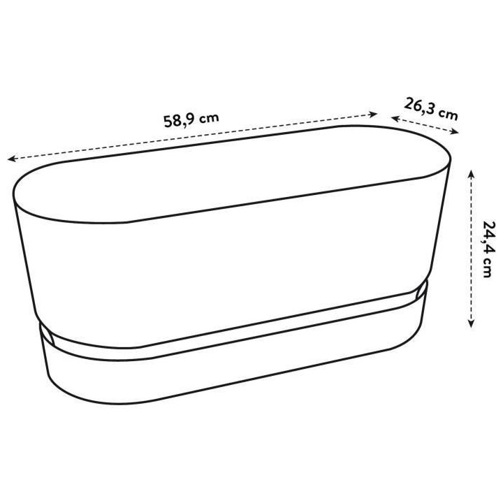 Planteur Ovale GREENVILLE - Plastique - Avec roulettes - Ø60 - Living