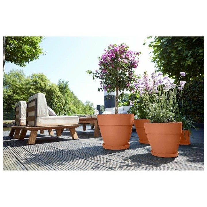 Pot De Fleurs Rond VIBIA - Plastique Réservoir - Ø35 - Anthracite