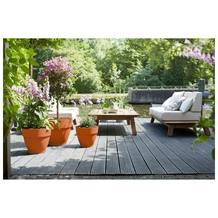 Pot De Fleurs Rond VIBIA - Plastique Réservoir - Ø35 - Anthracite