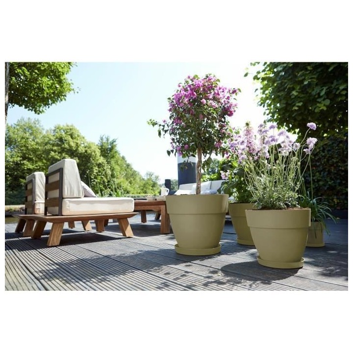 Pot De Fleurs Rond VIBIA - Plastique Réservoir - Ø35 - Vert