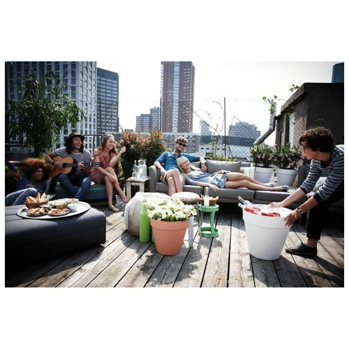 Pot De Fleurs Rond LOFT URBAN - Plastique - Percé - Réservoir - Avec