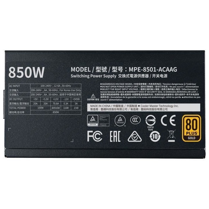 COOLER MASTER MWE Gold 850W FM V2 -Alimentation 850W 100% modulaire (C