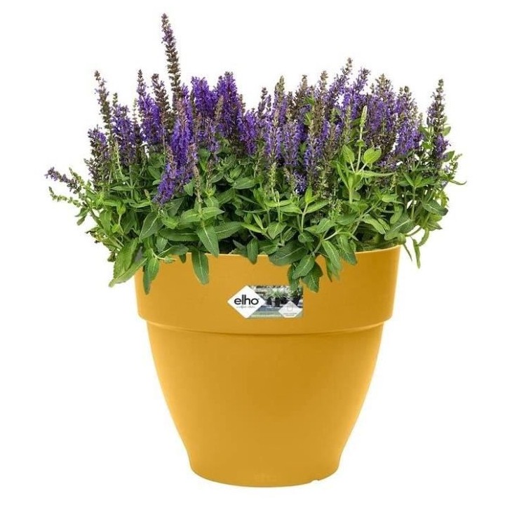 Pot De Fleurs Rond VIBIA - Plastique Réservoir - Ø40 - Jaune Miel