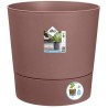 Pot De Fleurs Rond GREENSENSE AQUA CARE - Plastique Réservoir - Avec roulettes - Ø30 - Brun Argile