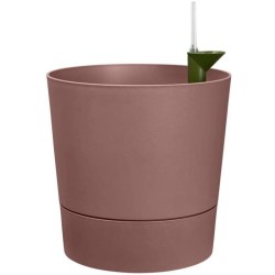 Pot De Fleurs Rond GREENSENSE AQUA CARE - Plastique Réservoir - Avec roulettes - Ø30 - Brun Argile