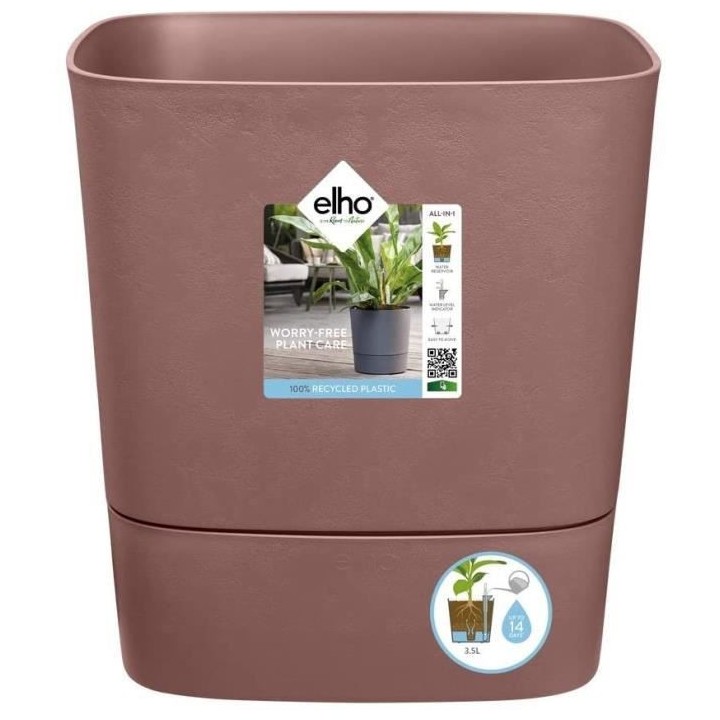Pot De Fleurs Carré GREENSENSE AQUA CARE - Plastique Réservoir - Ave
