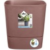 Pot De Fleurs Carré GREENSENSE AQUA CARE - Plastique Réservoir - Avec roulettes - Ø38 - Brun Argile