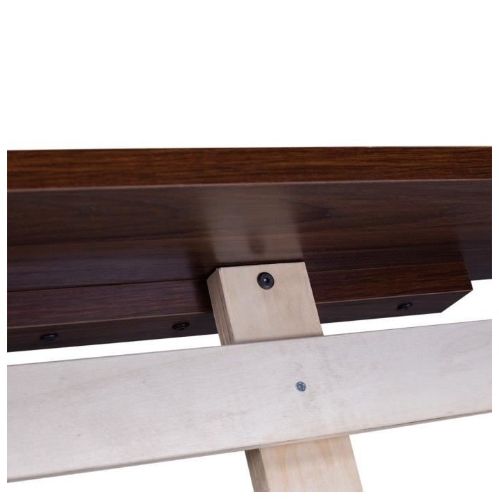 LODGE Lit adulte 140 x 190 cm - Décor NoyerSommier inclus