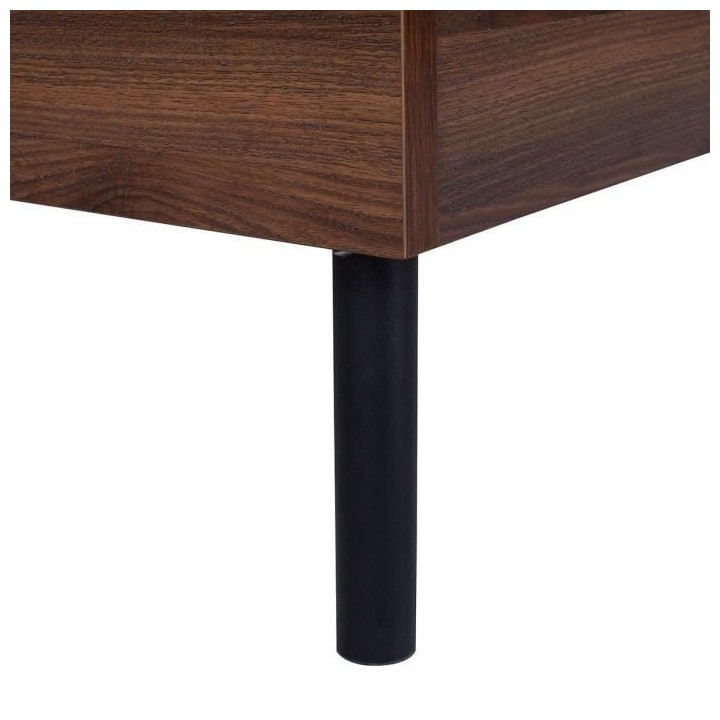 LODGE Lit adulte 140 x 190 cm - Décor NoyerSommier inclus