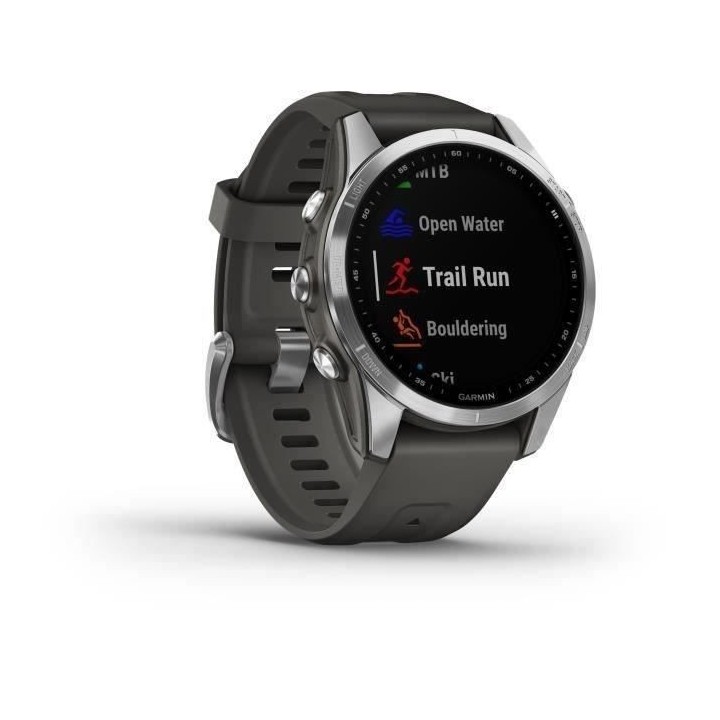 Montre GPS connectée - GARMIN - Fenix 7S - Argent avec bracelet gris