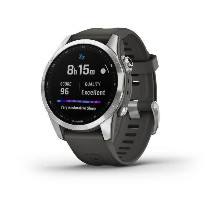 Montre GPS connectée - GARMIN - Fenix 7S - Argent avec bracelet gris