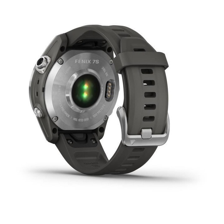Montre GPS connectée - GARMIN - Fenix 7S - Argent avec bracelet gris