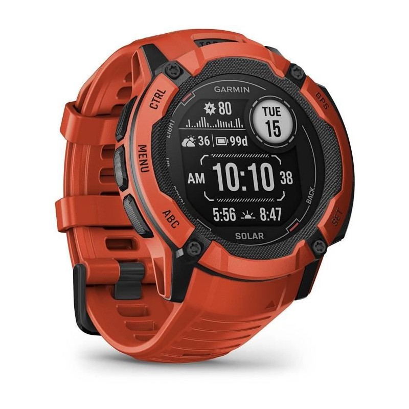 Montre GPS connectée - GARMIN - Instinct 2X Solar Rouge