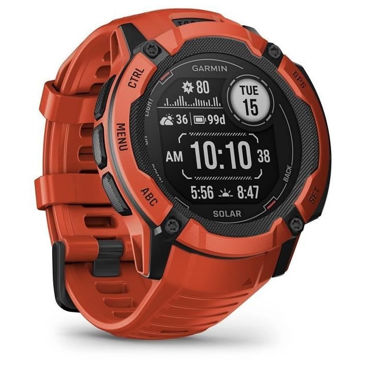 Montre GPS connectée - GARMIN - Instinct 2X Solar Rouge