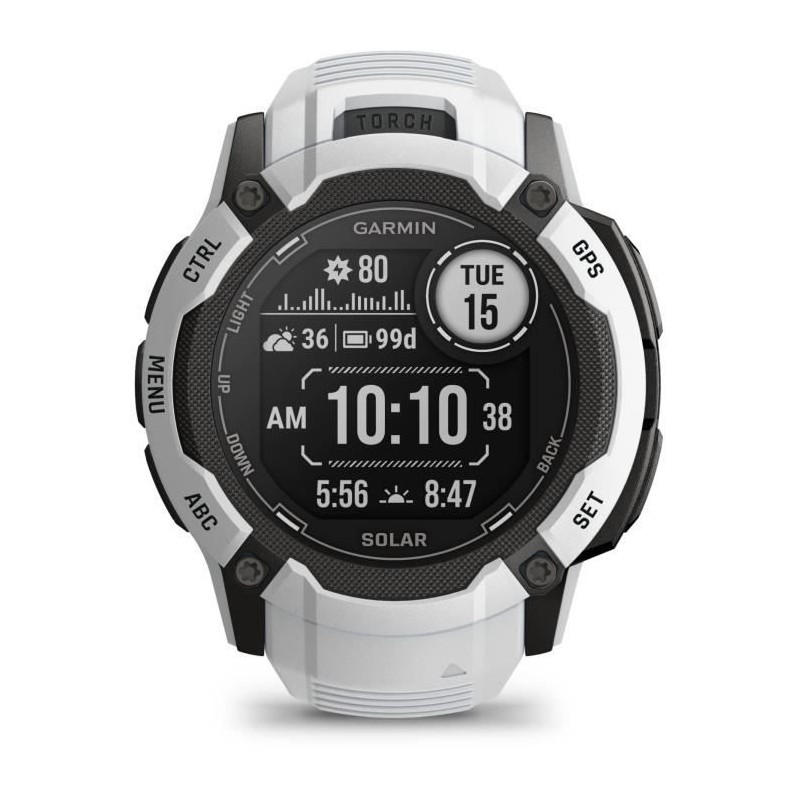 Montre GPS connectée - GARMIN - Instinct 2X Solar Blanche