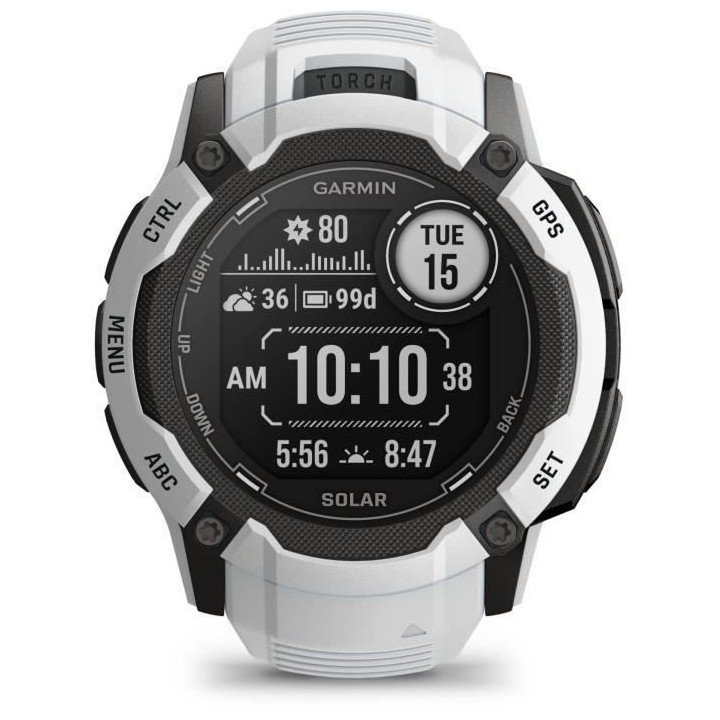 Montre GPS connectée - GARMIN - Instinct 2X Solar Blanche