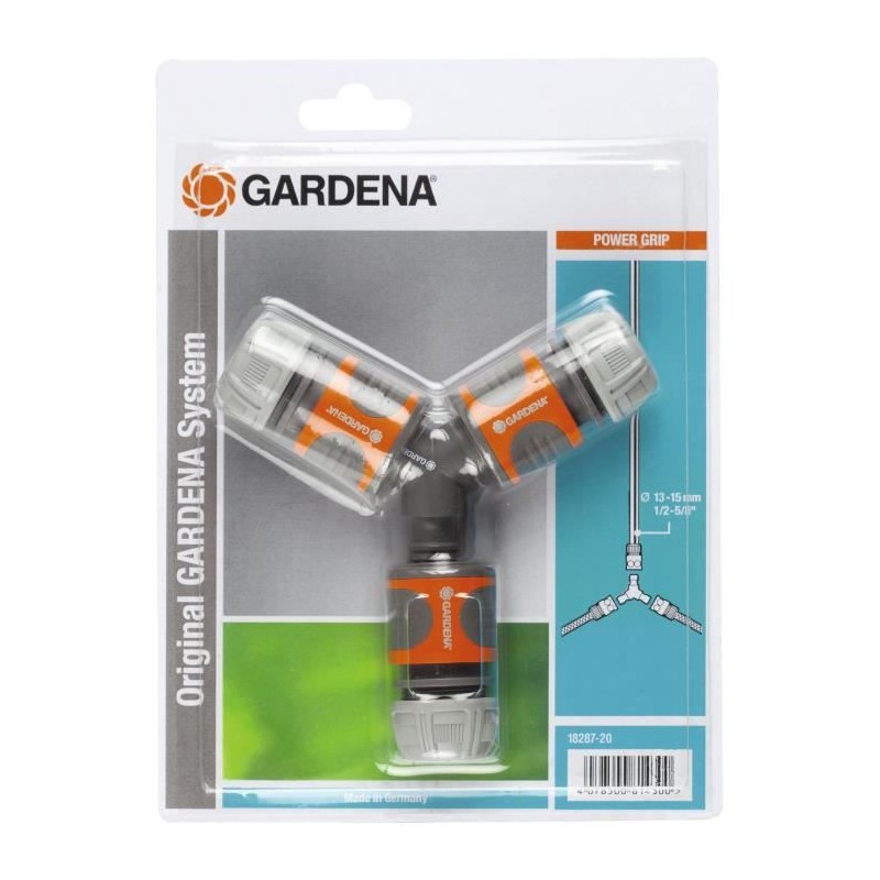 GARDENA Nécessaire de dérivation – Raccordement triple – Compatibilité Original GARDENA System – Robuste – Garantie 2