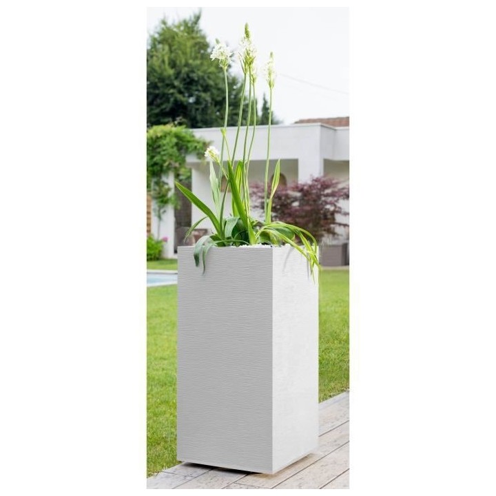 EDA Pot de fleurs haut carré Graphit - 39,5 x 39,5 x H 80 cm - 31 L -