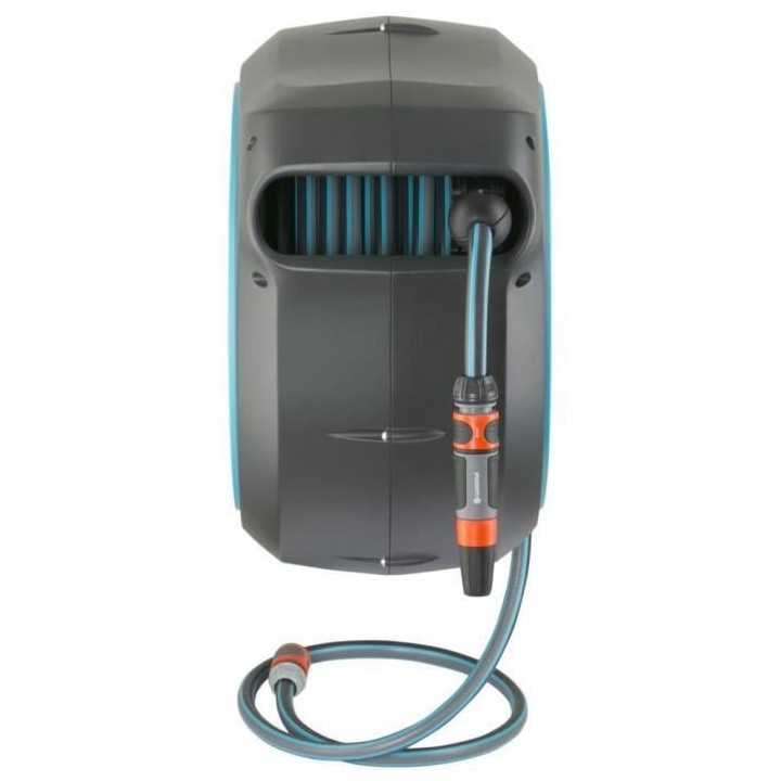 GARDENA Dévidoir automatique mural RollUp XL liseret bleu – Longueu