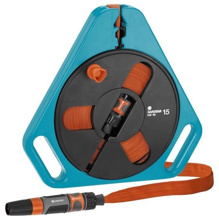 GARDENA Tuyau plat textile Classic 15 en boîtier-enrouleur – Longue