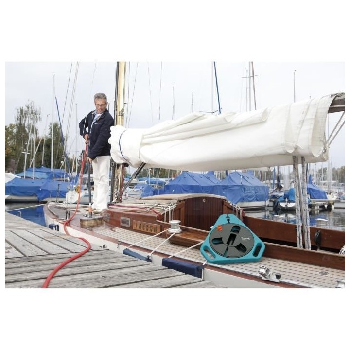 GARDENA Tuyau plat textile Classic 15 en boîtier-enrouleur – Longue