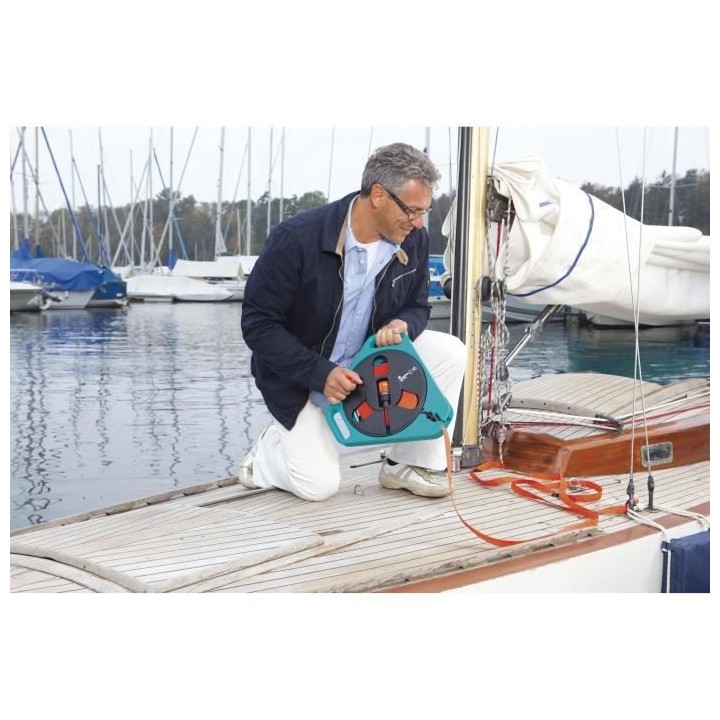 GARDENA Tuyau plat textile Classic 15 en boîtier-enrouleur – Longue