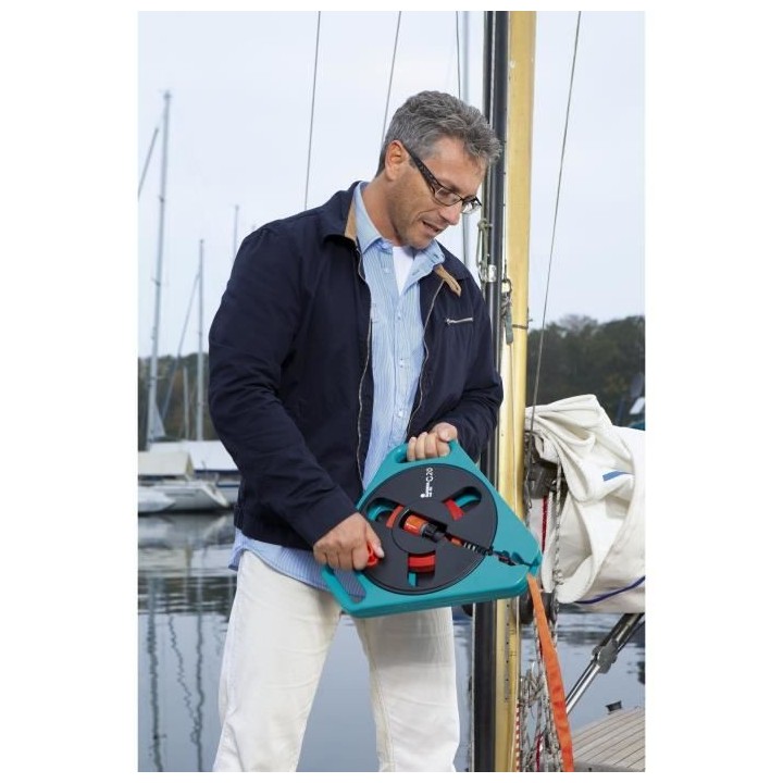 GARDENA Tuyau plat textile Classic 20 en boîtier-enrouleur – Longue