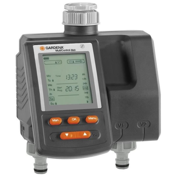 GARDENA Programmateur d'arrosage MutiControl Duo – Ecran LCD – Pil