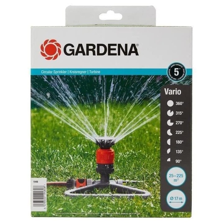 GARDENA Arroseur circulaire Vario Comfort – Surface 225m² max – P