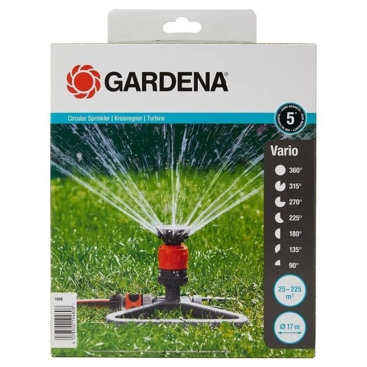 GARDENA Arroseur circulaire Vario Comfort – Surface 225m² max – P