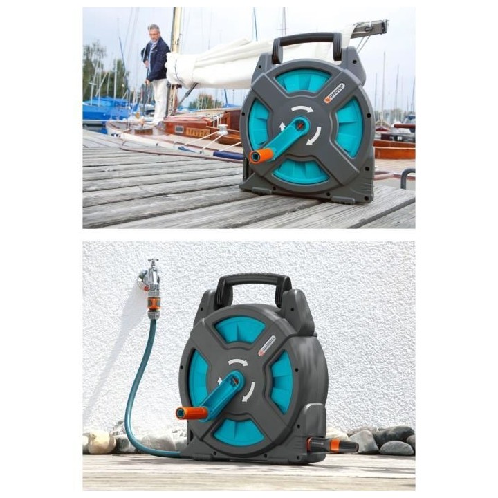 GARDENA Dévidoir portable Classic 15 équipé – Longueur tuyau 15m
