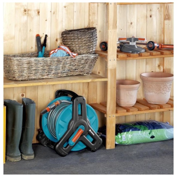 GARDENA Dévidoir Classic 50 – Structure compacte – Manivelle plia