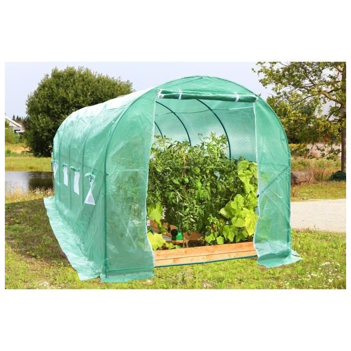 Serre de jardin tunnel 9m² - Toile en polyéthylene 140g -Tube acier