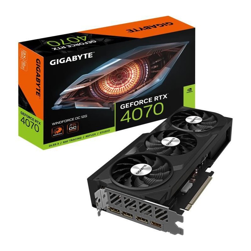 GIGABYTE - GeForce - Carte Graphique - RTX 4070 WINDFORCE OC - 12G