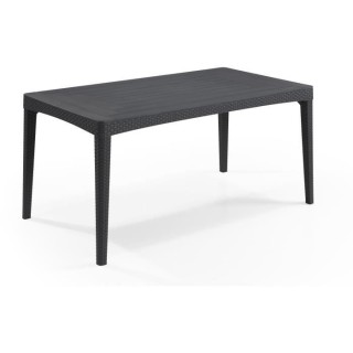 Table de jardin - rectangulaire - gris graphite - en résine - 6 perso