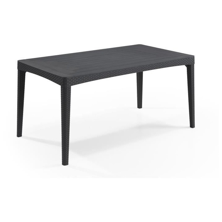 Table de jardin - rectangulaire - gris graphite - en résine - 6 perso