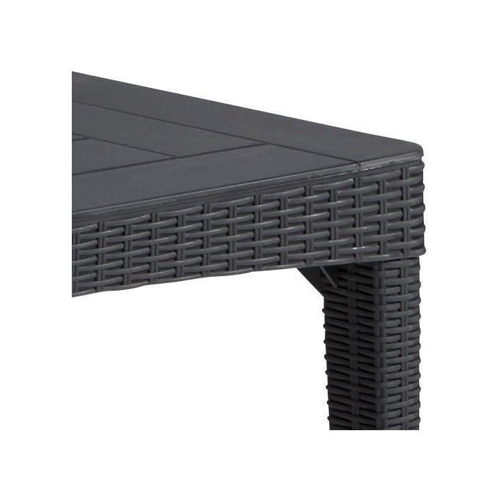 Table de jardin - rectangulaire - gris graphite - en résine - 6 perso