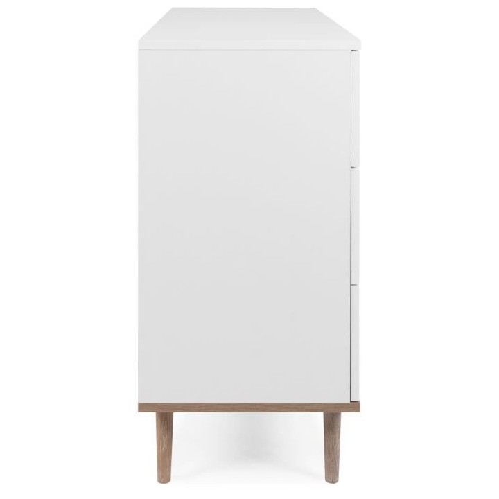 Commode Göteborg 6 tiroirs - Décor chene sonoma Blanc - L 120 x P 40