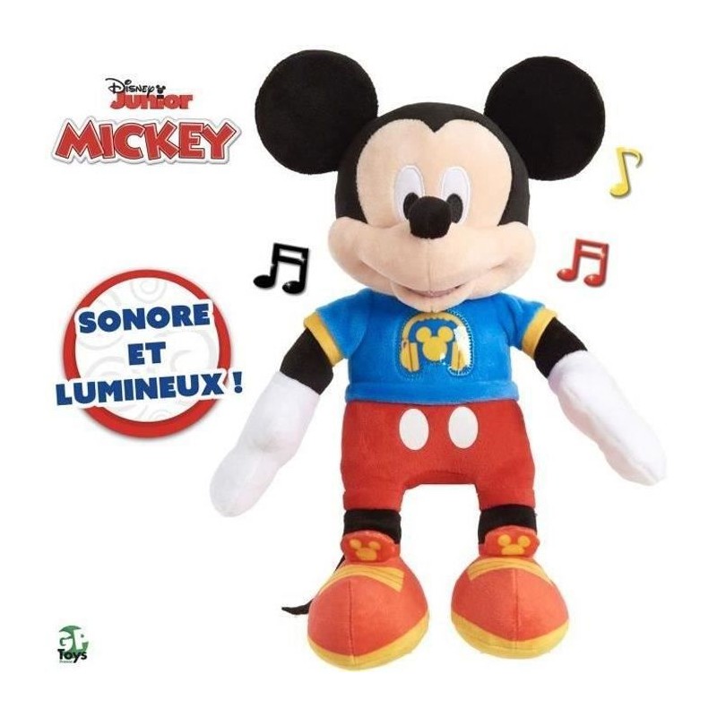 Mickey, Peluche musicale, avec fonctions sonores et lumineuses, 30 cm, Jouet pour enfants des 3 ans, MCC13