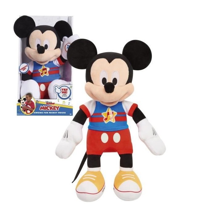 Mickey, Peluche musicale, avec fonctions sonores et lumineuses, 30 cm,