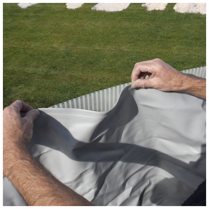 GRE - Piscine ronde acier Ø3,20m x H: 1,22m - Imitation bois Nordique