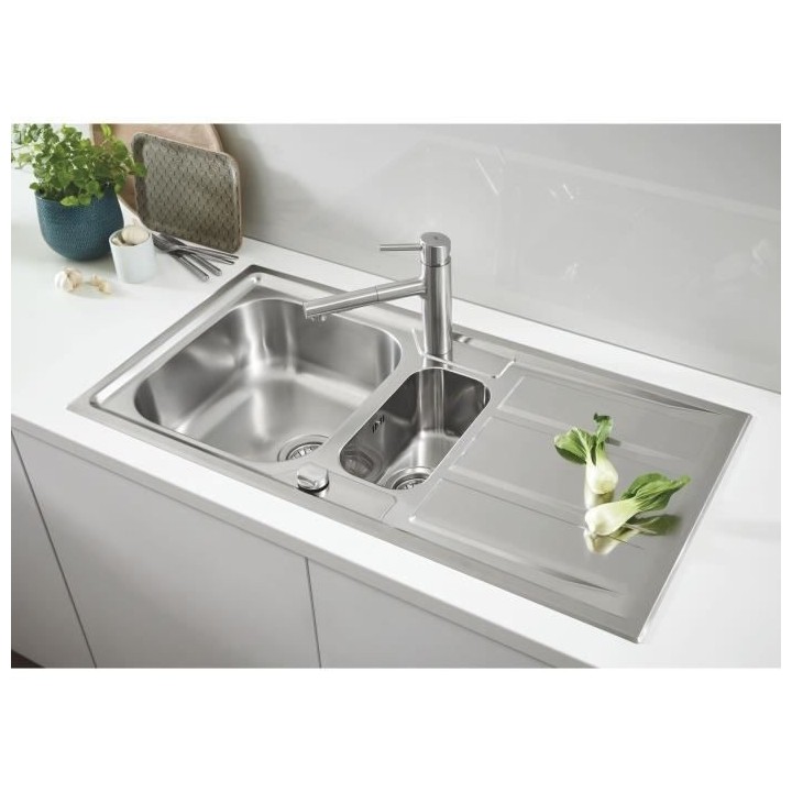 GROHE Évier en acier inoxydable K400 31569SD0 - A encastrer - 1 bac +