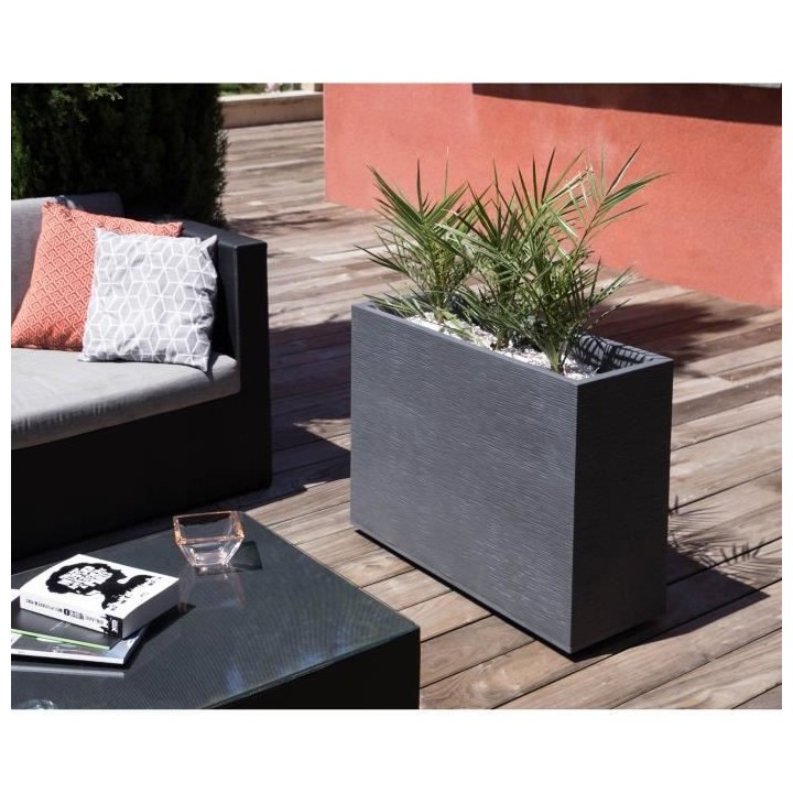 EDA PLASTIQUE Bac a fleurs Muret Loft Graphit - 46 L - 78,5 x 29,5 x 6