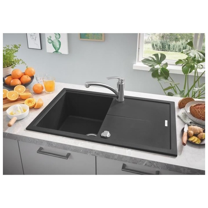 GROHE Evier composite avec égouttoir K400 780 x 500 mm Noir Granite 3