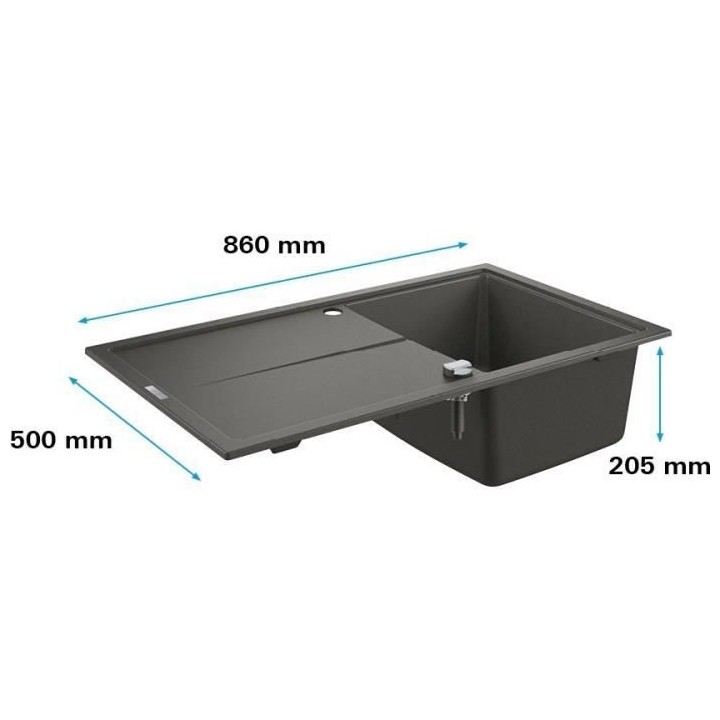 GROHE Evier composite avec égouttoir K400 860 x 500 mm Gris granite 3