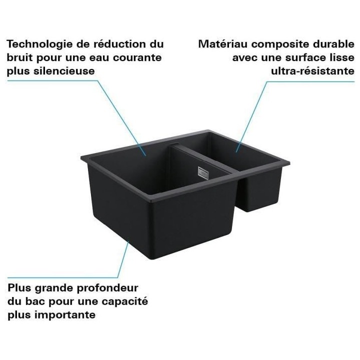 GROHE Évier en composite K500 31648AP0 - A encastrer - 1 bac + ½ bac