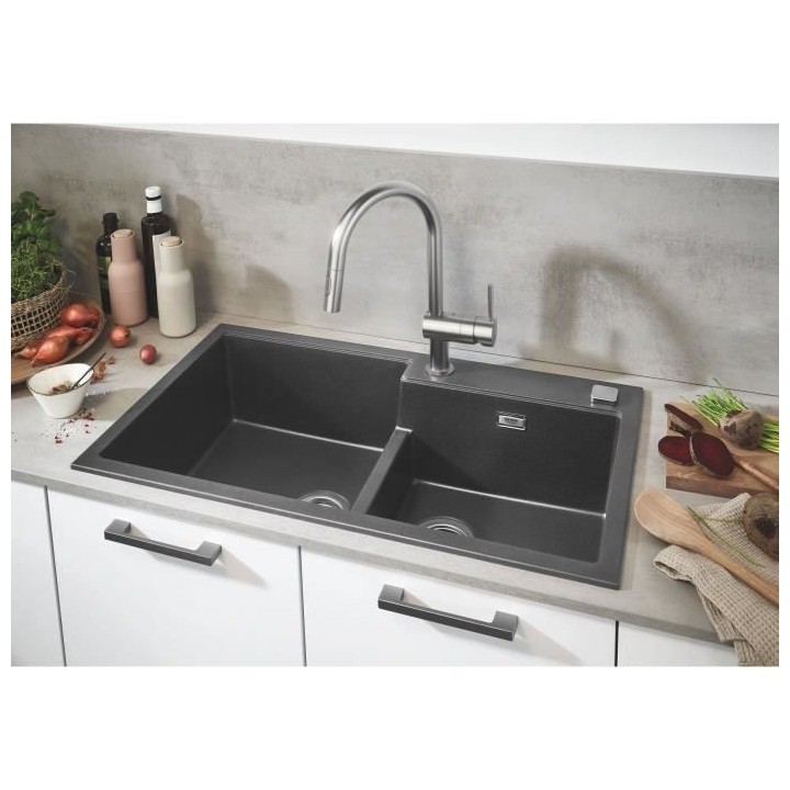 GROHE Evier de cuisine composite avec égouttoir K500, 860 x 500 mm, 2