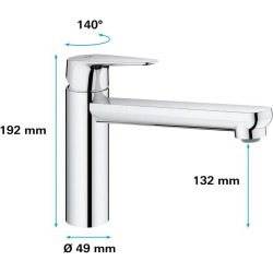 GROHE Robinet évier de cuisine Start curve, mousseur économique d'eau, sans tirette de vidage, bonde de vidage incluses, 31717